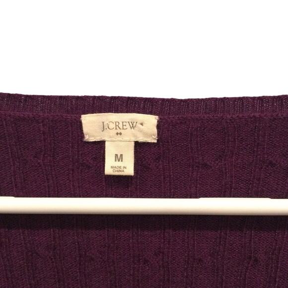 J.crew Womens Cable Knit V-Neck Sweater Size Medium Purple Preppy Classic Fall - Picture 2 of 6